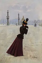 Young Woman Place from La Concorde By Jean Beraud