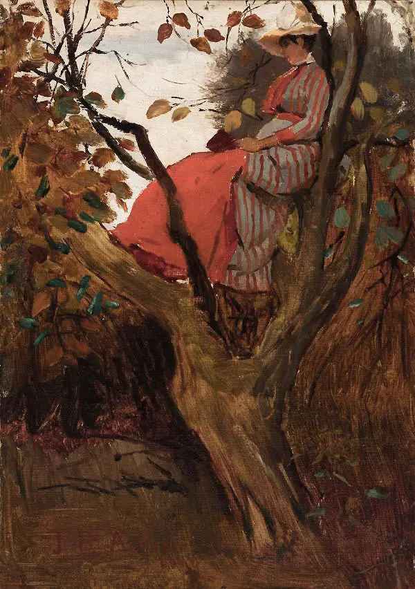 A Woman Seated in a Tree, 1888 By Julian Ashton