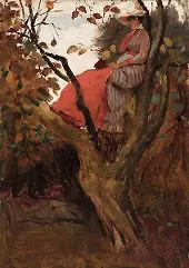 A Woman Seated in a Tree, 1888 By Julian Ashton