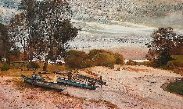 Boats on the Beach, 1887 By Julian Ashton