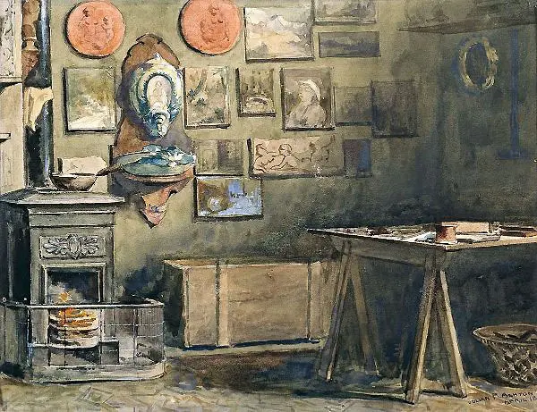 Interior of a Studio, 1873 By Julian Ashton