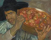 Man with a Pan of Apples By Saturnino Herran