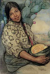Woman with Pumpkin By Saturnino Herran