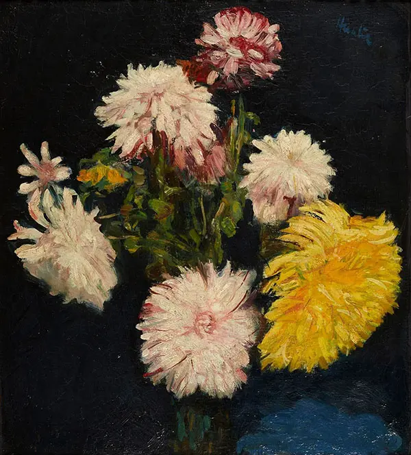 A Still Life of Chrysanthemums By George Leslie Hunter