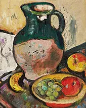 A Still Life of Fruit and Green Jug By Leslie Hunter