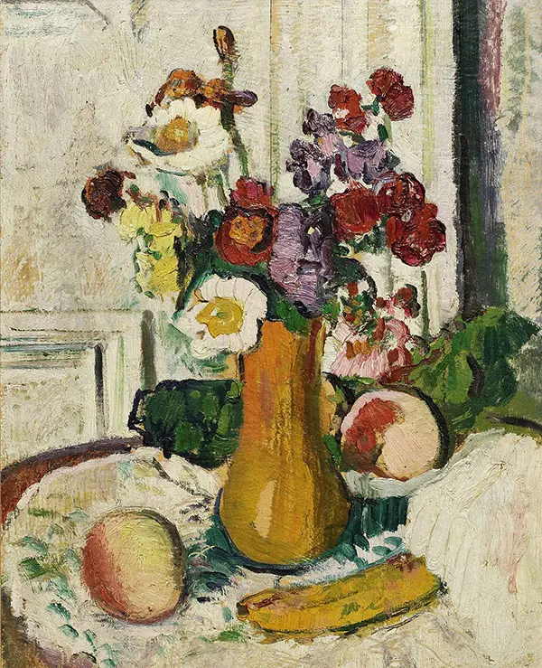 Anemones in a Yellow Vase By George Leslie Hunter