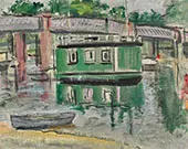 Green Houseboat Balloch By Leslie Hunter
