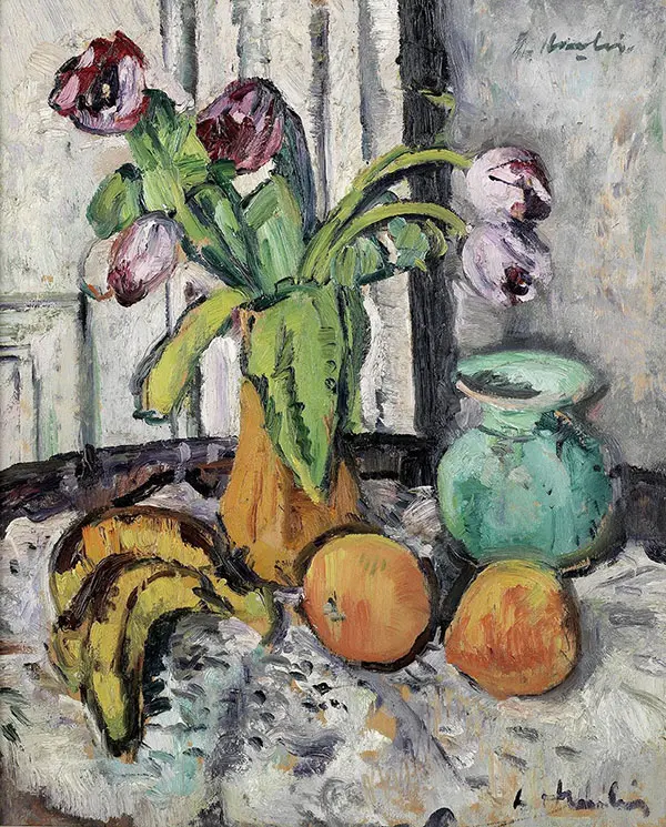 Purple Tulips By George Leslie Hunter