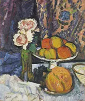 Still Life with Roses and Fruit By Leslie Hunter