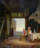 Children Blowing Bubbles in the Corridor By Frans Verhas