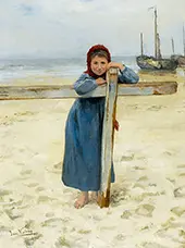 Girl on the Beach, 1891 By Frans Verhas