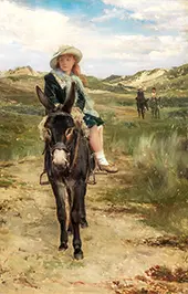 The Artist's Daughter Martha Riding a Donkey By Frans Verhas