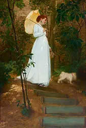 Woman in White with Umbrella, 1870 By Frans Verhas