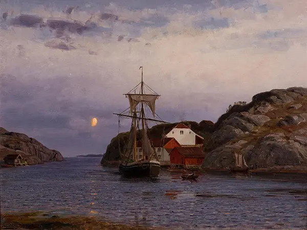 Aften I Gamle Hellesund, 1912 By Amaldus Clarin Nielsen