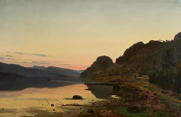 Evening Mood Skogsfjord Mandal, 1867 By Amaldus Clarin Nielsen
