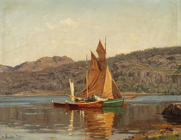 Fishing Boats by Dimmelsvik Teroya, 1899 By Amaldus Clarin Nielsen