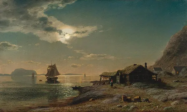 Full Moon Over Costal Landscape, 1876 By Amaldus Clarin Nielsen