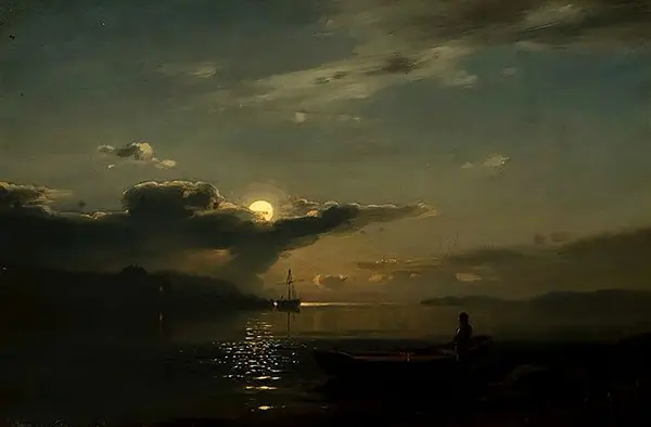 Moonlight Over Bankefjord By Amaldus Clarin Nielsen