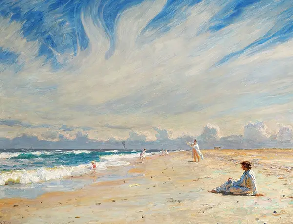 Seaside Life on Skagen Beach in the Midday Sun By Laurits Tuxen
