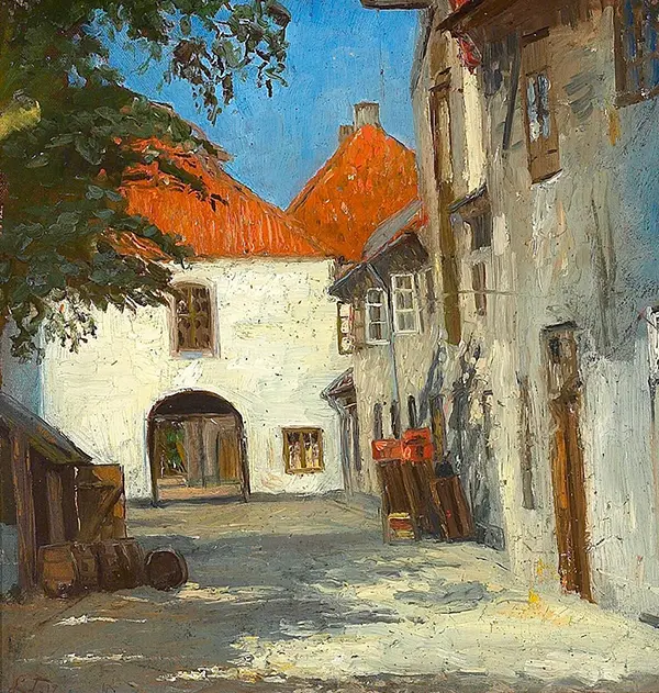 Sunlit Backyard, 1917 By Laurits Tuxen