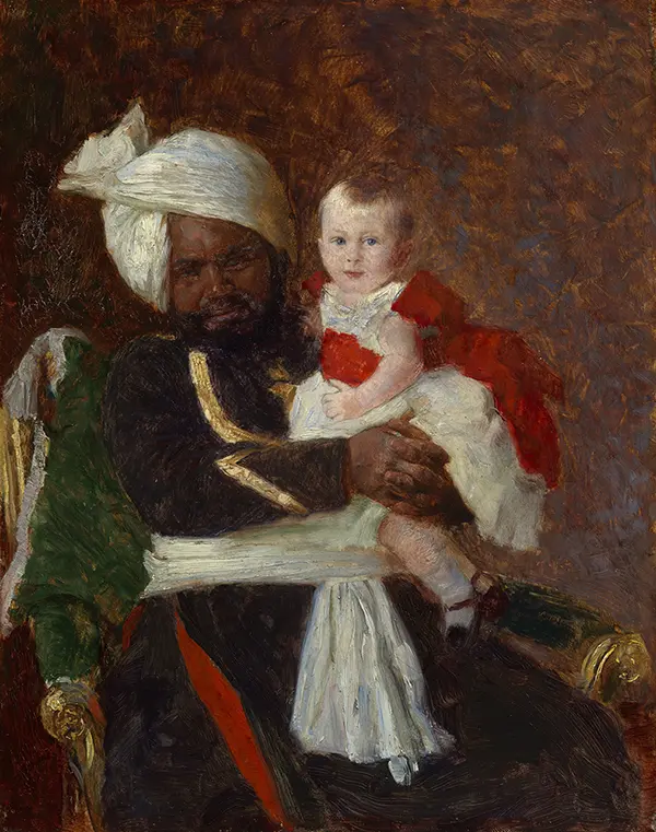 Prince Alexander of Battenberg with Muhammed Bukhsh By Laurits Tuxen