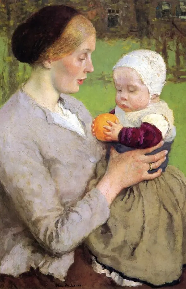 Mother and Child with Orange By Gari Melchers