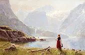 A Young Girl by a Fjord 2 By Hans Dahl