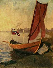 Boat at Beach By Hans Dahl
