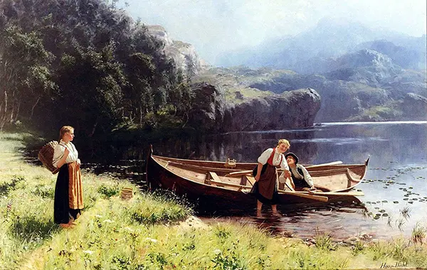 By the Water's Edge 1880 By Hans Dahl