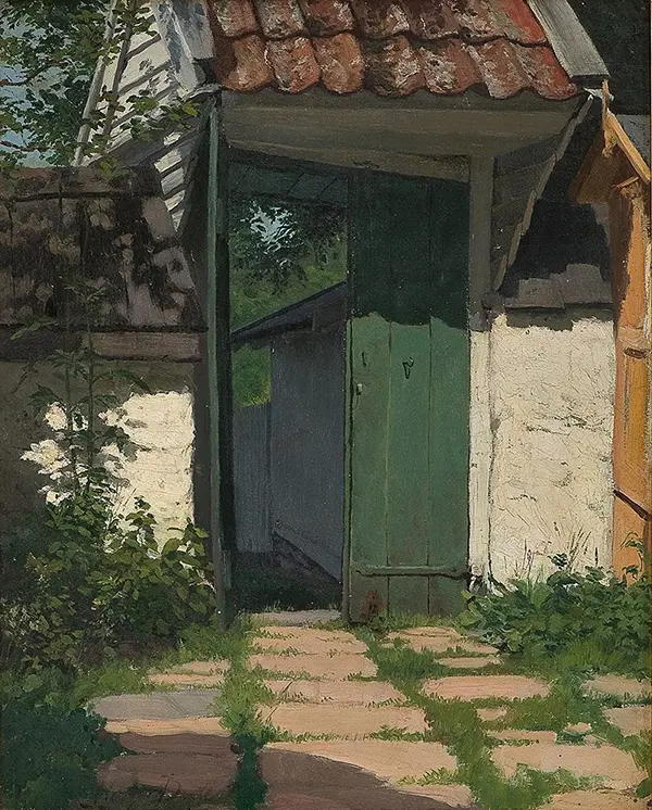 Courtyard with Gate 1875 By Hans Dahl