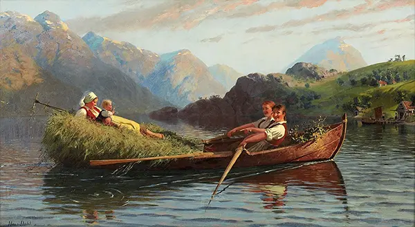 Figures in a Rowing Boat on a Fjord 1882 By Hans Dahl