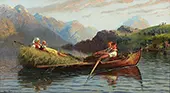Figures in a Rowing Boat on a Fjord 1882 By Hans Dahl