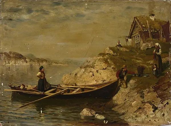 Fishermen in Front of the Village By Hans Dahl