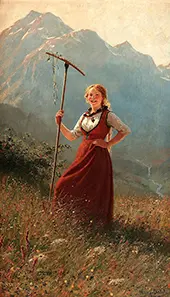 Girl in Fjord Landscape By Hans Dahl