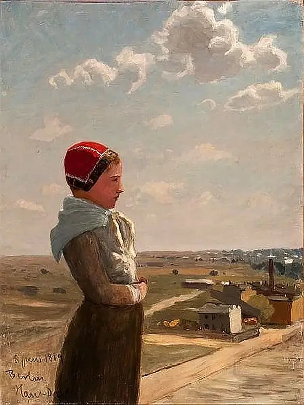 Girl Overlooking a Landscape 1889 By Hans Dahl