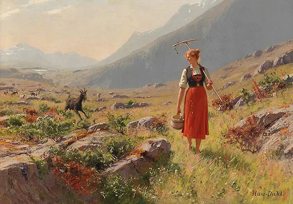 Herdswoman Returning Home By Hans Dahl