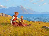 Mother and Child by the Sea By Hans Dahl