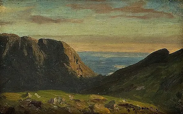 Mountain Landscape By Hans Dahl