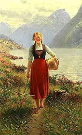 Portrait of a Young Norwegian Girl By Hans Dahl
