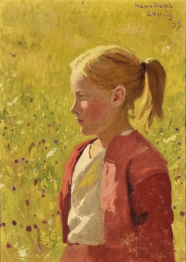 Portrait of Eight Year Old Maria Lyngstad 1899 By Hans Dahl