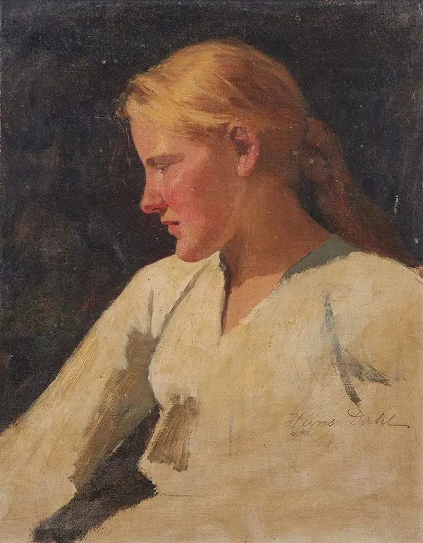 Sketch of a Girl in White Blouse By Hans Dahl