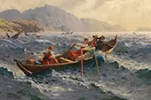 Stormy Crossing at the Fjord By Hans Dahl