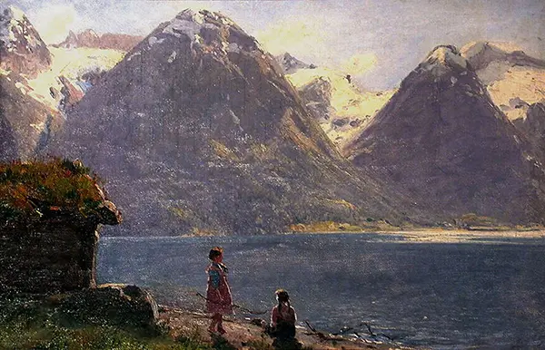 Two Little Girls by Strynsvannet By Hans Dahl
