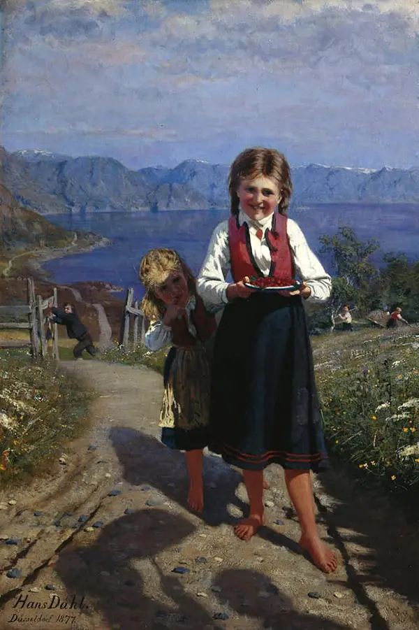 Two Sisters with Strawberries By Hans Dahl