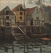 Two Women at Bergen Harbour Norway By Hans Dahl