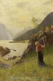 Wedding Procession Along the Riverside of the Fjords By Hans Dahl