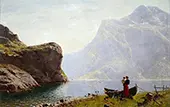 Woman and Child by the Fjord Bank By Hans Dahl