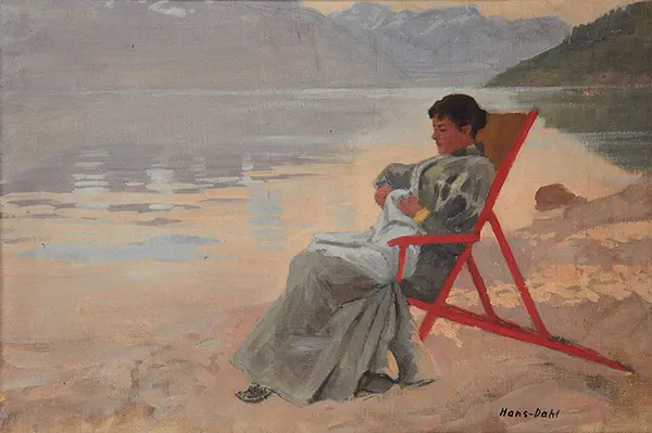 Woman in a Deckchair at the Water's Edge By Hans Dahl