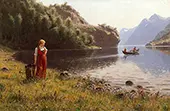 Woman in Fjord Landscape By Hans Dahl