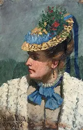 Woman With Straw Hat 1875 By Hans Dahl